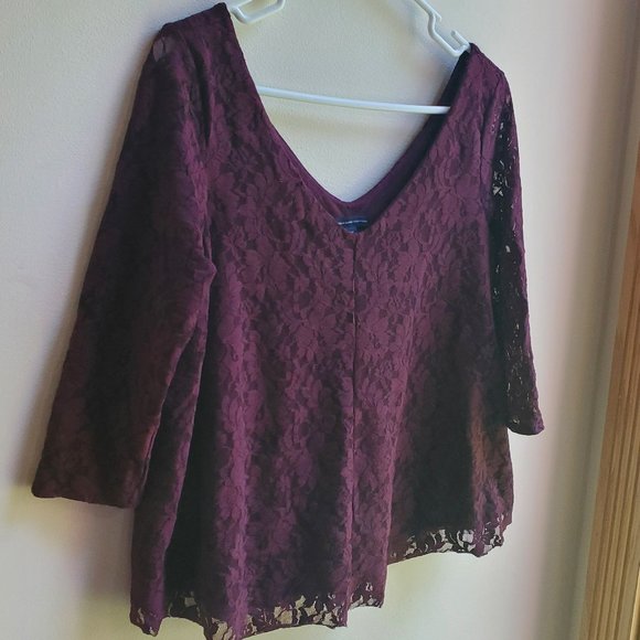 American Eagle Outfitters Lace V-Neck Blouse M - Picture 6 of 11